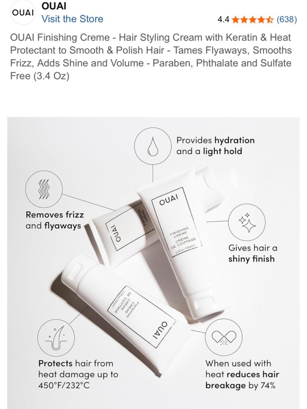 OUAI Finishing Hair Crème - 3.4oz - Picture 6 of 13